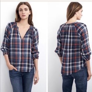 Anthropologie Velvet by Graham & Spencer plaid top